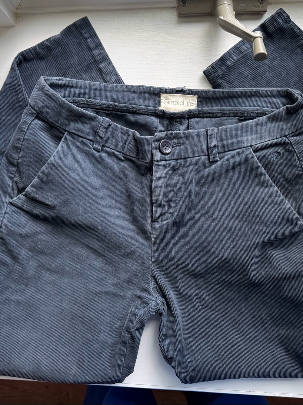 Women’s Straight Leg Skinny  Corduroy Jeans in Slate Blue, XS